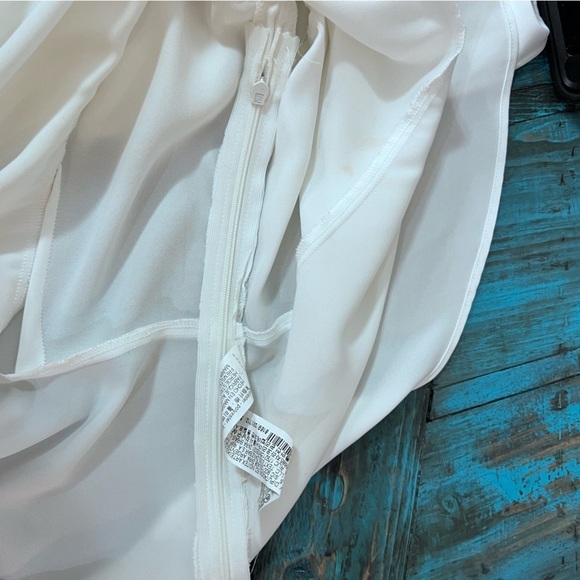 Zara White Peplum Blouse Batwing Sleeve Necktie Bow Size Small - Picture 13 of 15